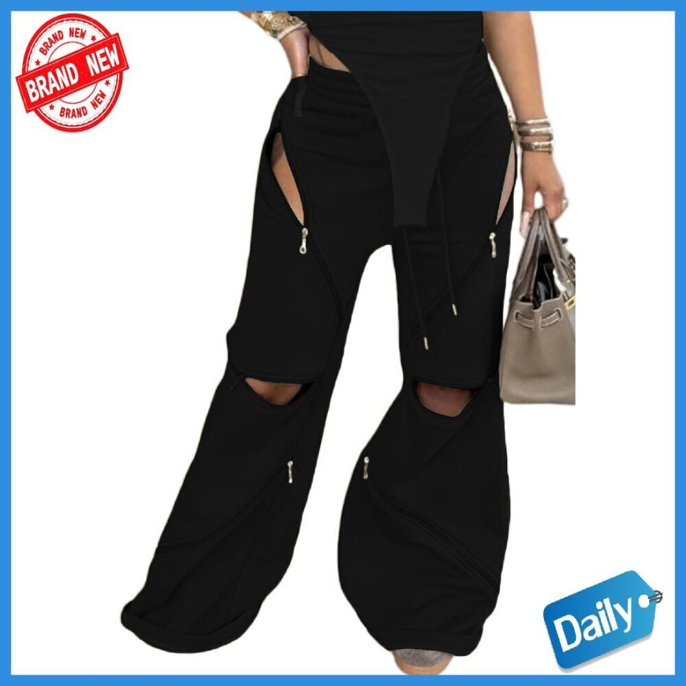 Wide Leg Sweatpants High Waisted Patchwork Flare Cargo Pants